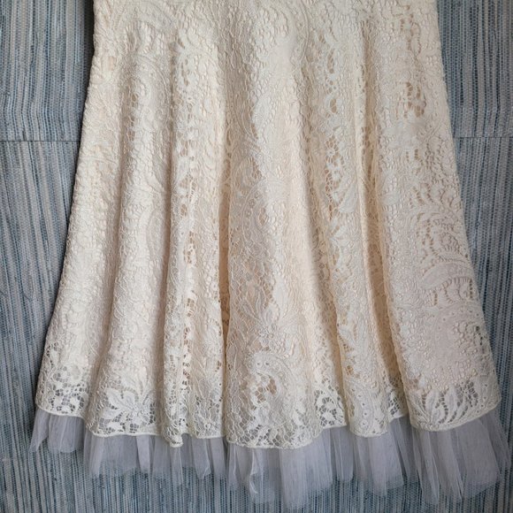 NWT RNB Rich and Beautiful Lace Crochet Short Sleeve V Neck Midi Dress Size XS - Picture 4 of 10